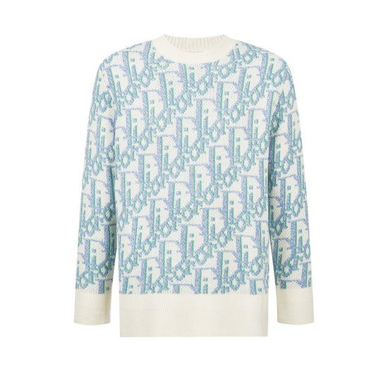 Dior Oblique Sweater "White and Blue Wool Jacquard"