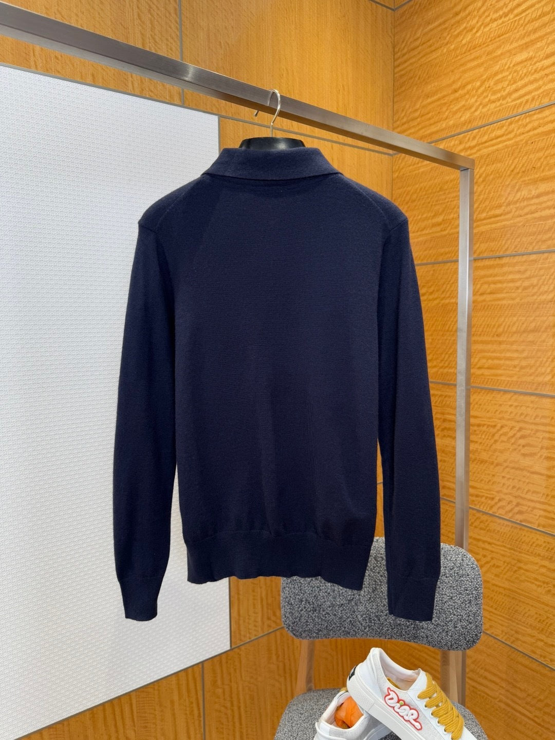 Burberry Long-sleeve Cashmere Blend Polo Shirt "Navy Blue"