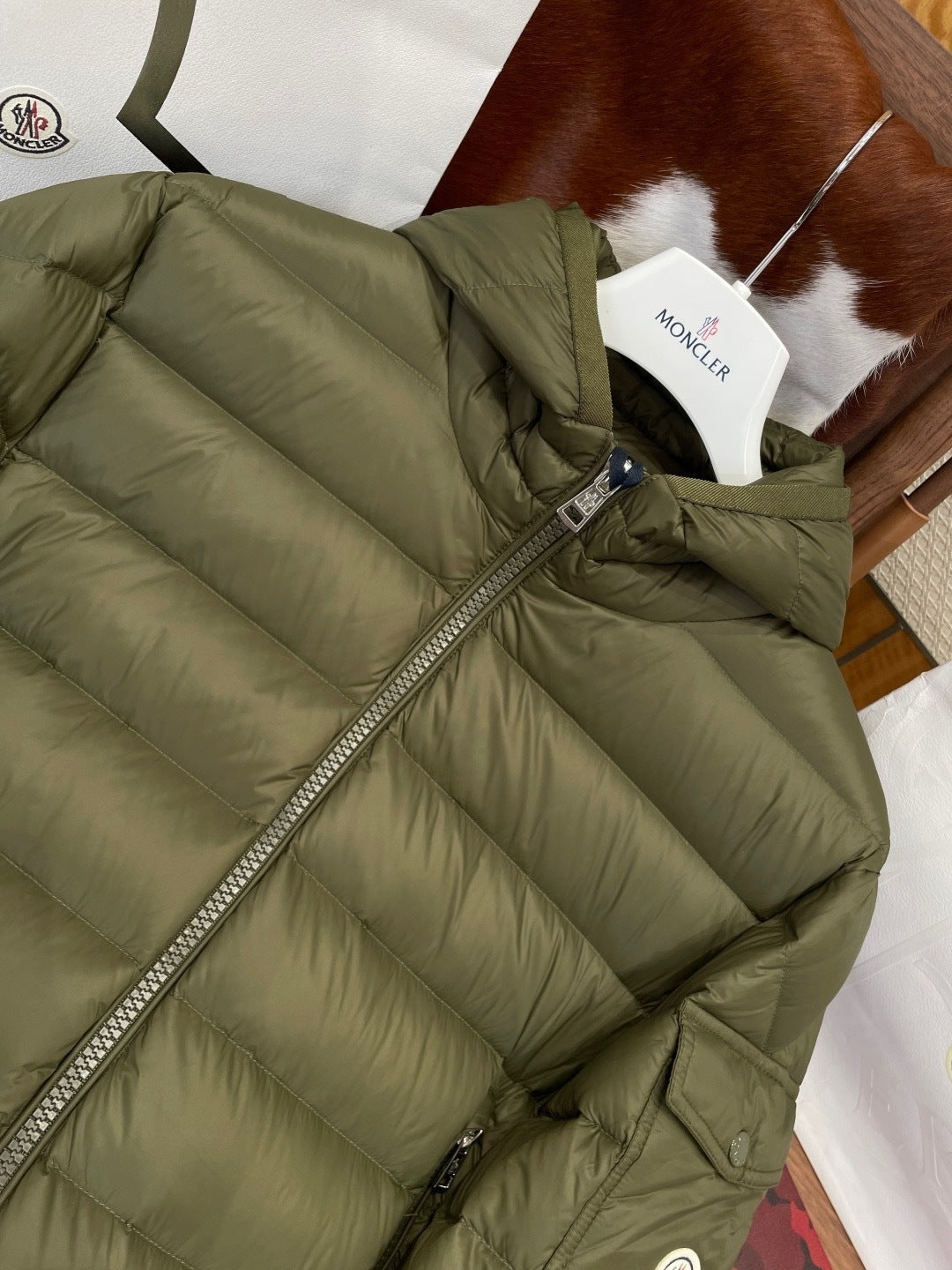 Moncler Galion Hooded Short Down Jacket "Olive Green"