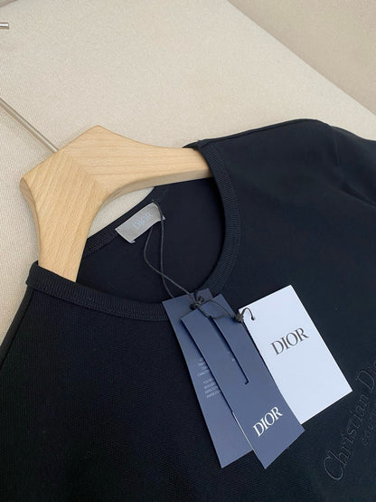 Dior T-Shirt with Christian Dior Embroidery "Black Cotton Jersey"