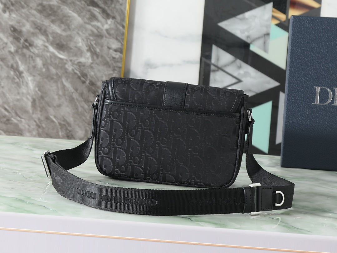 Dior Trek Messenger Bag with Flap "Black Dior Oblique Nylon"