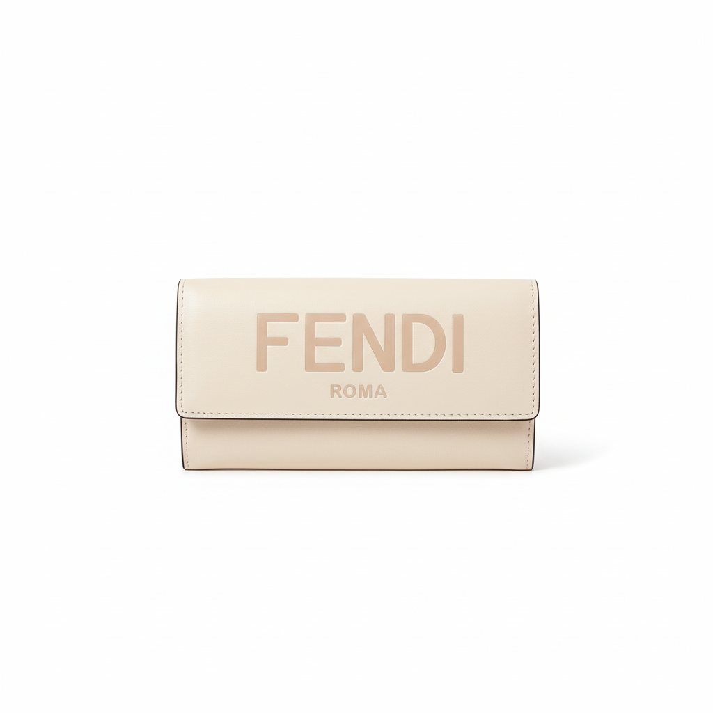 Fendi Roma Continental Cream Leather Wallet