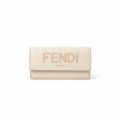 Fendi Roma Continental Cream Leather Wallet