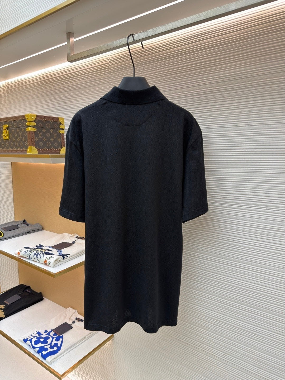 Prada Piqué Polo T-Shirt with Re-Nylon Details "Black"
