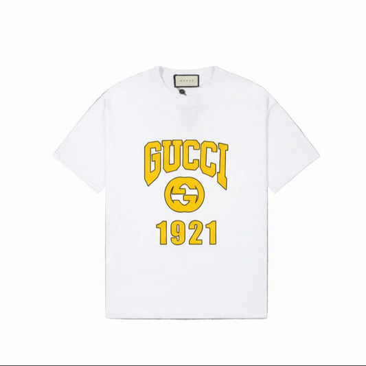 Gucci College Logo Print T-Shirt "White-Yellow"