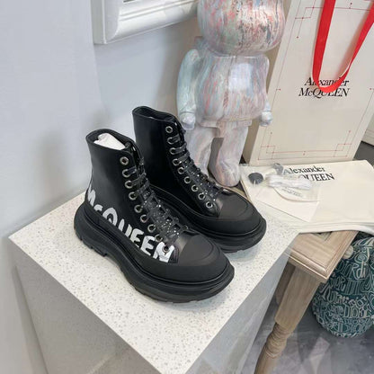 Alexander McQueen Tread Slick Leather Boot "Black"