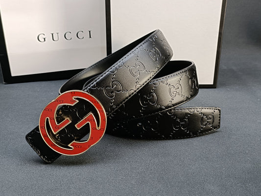 Gucci Leather Belt "Black-Red"