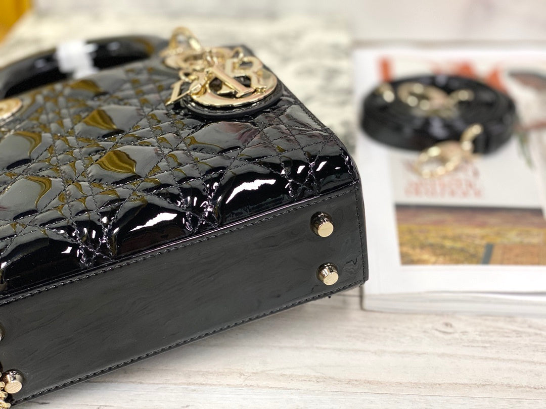 Dior Mini Lady Dior Bag "Black Patent Cannage Calfskin"