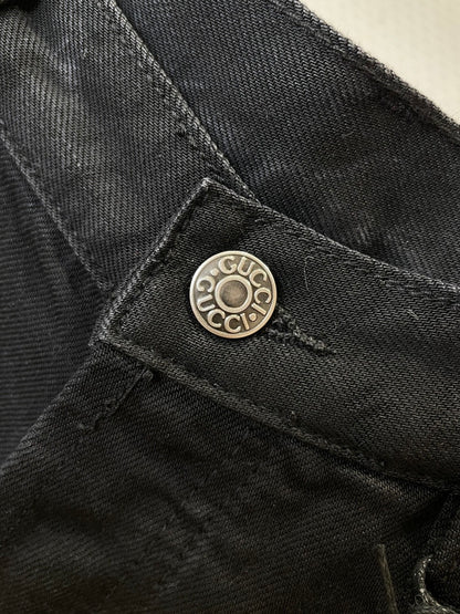 Gucci Cotton Denim Pants with Horsebit Detail