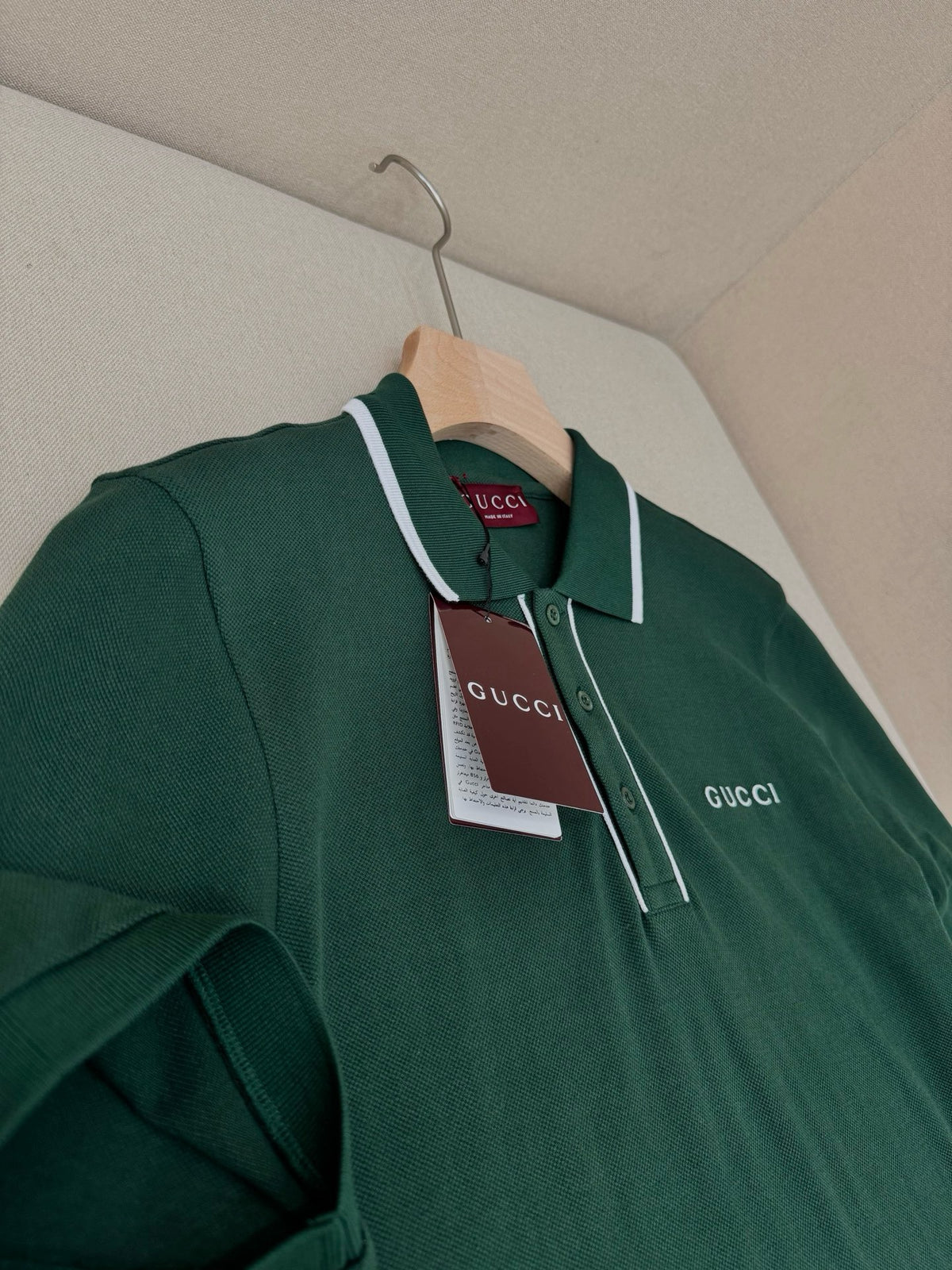 Gucci Cotton Piquet Polo T-Shirt with Embroidery "Green"