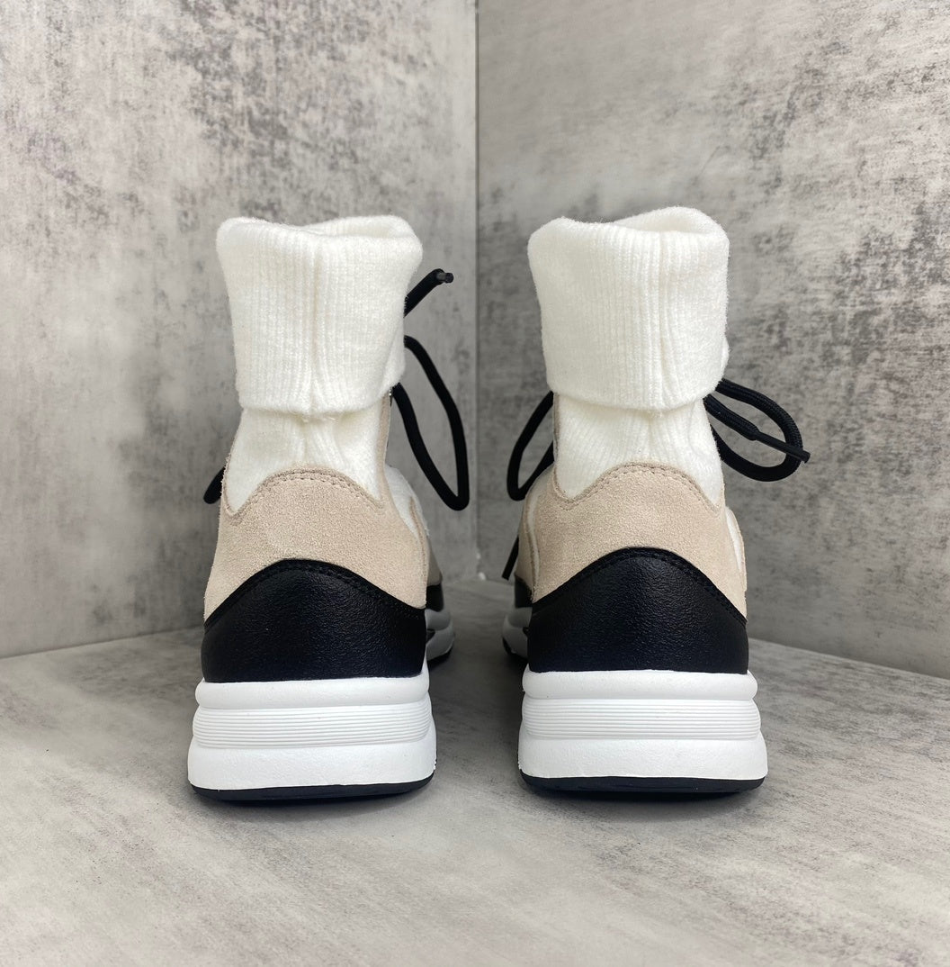 Chanel Interlocking CC Sock Sneakers "Beige-White-Black"