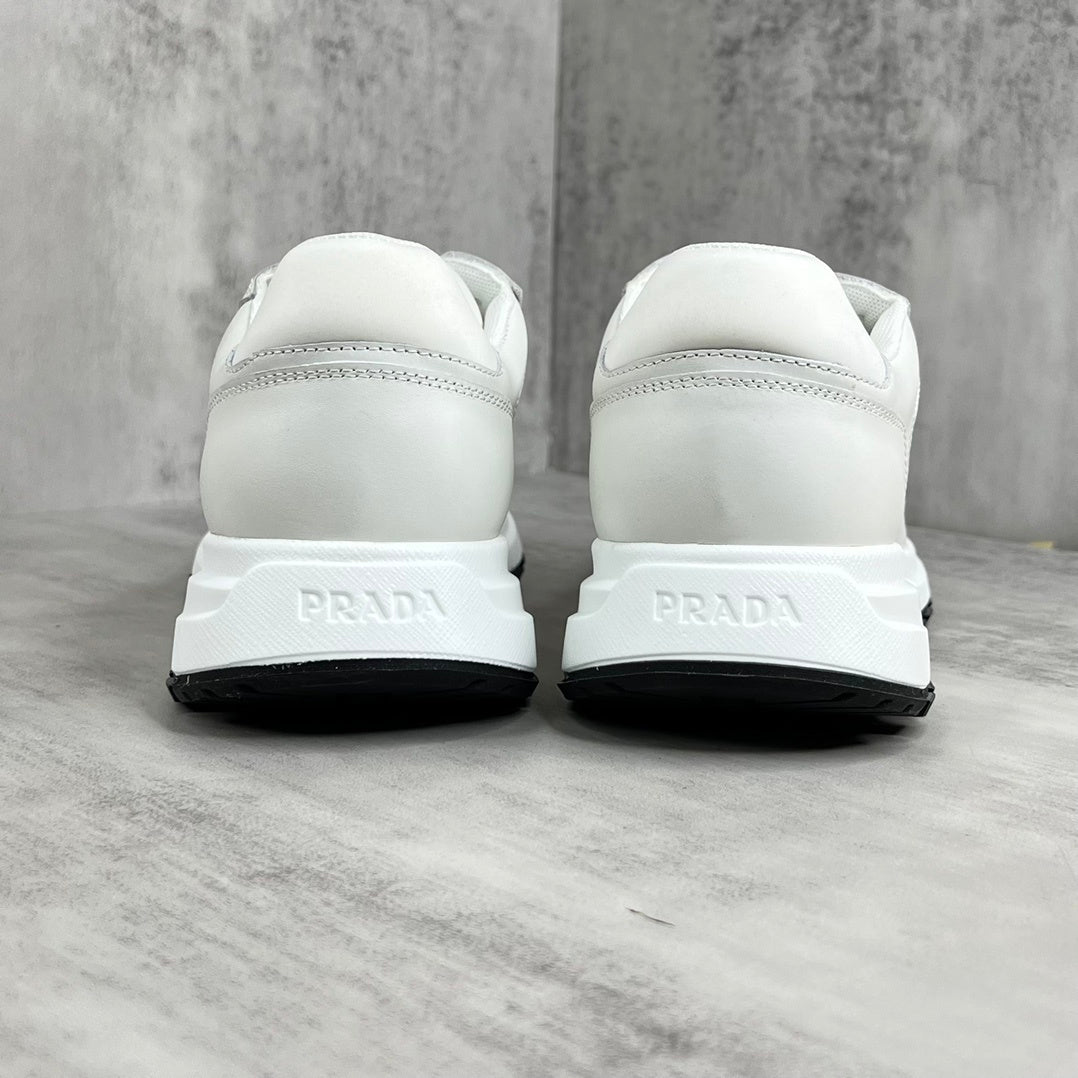 Prada Leather and Re-Nylon Sneakers "White"