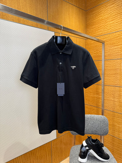 Prada Piqué Polo T-Shirt "Black"