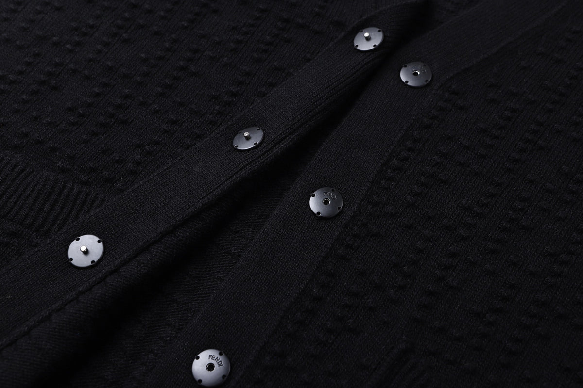 Fendi Black FF Cashmere and Wool Blend Cardigan "Black"