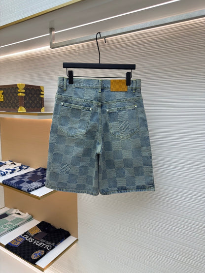 Louis Vuitton Damier 3D Light Denim Shorts
