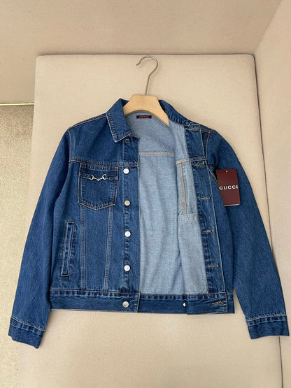 Gucci Cotton Denim Jacket with Horsebit