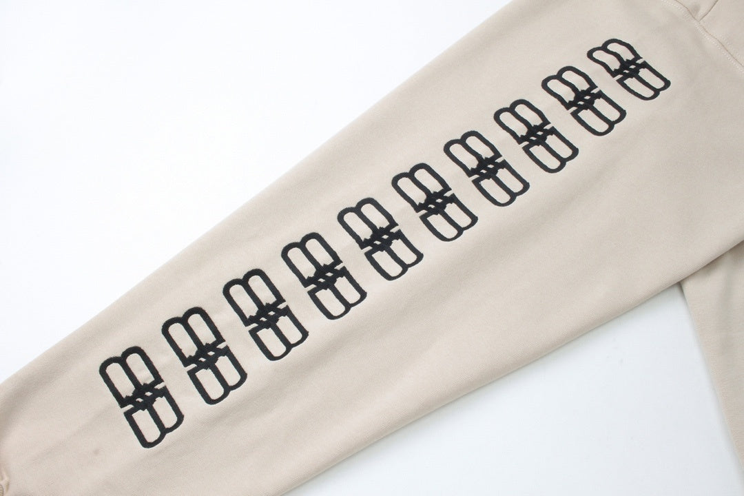 Balenciaga BB Pixel Embroidery Hoodie "Beige-Black"