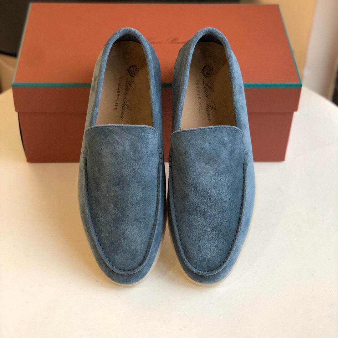 Loro Piana Summer Walk Loafers "Steel Blue"