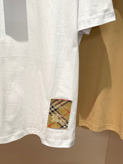 Burberry Check Label Cotton T-Shirt "Chalk"