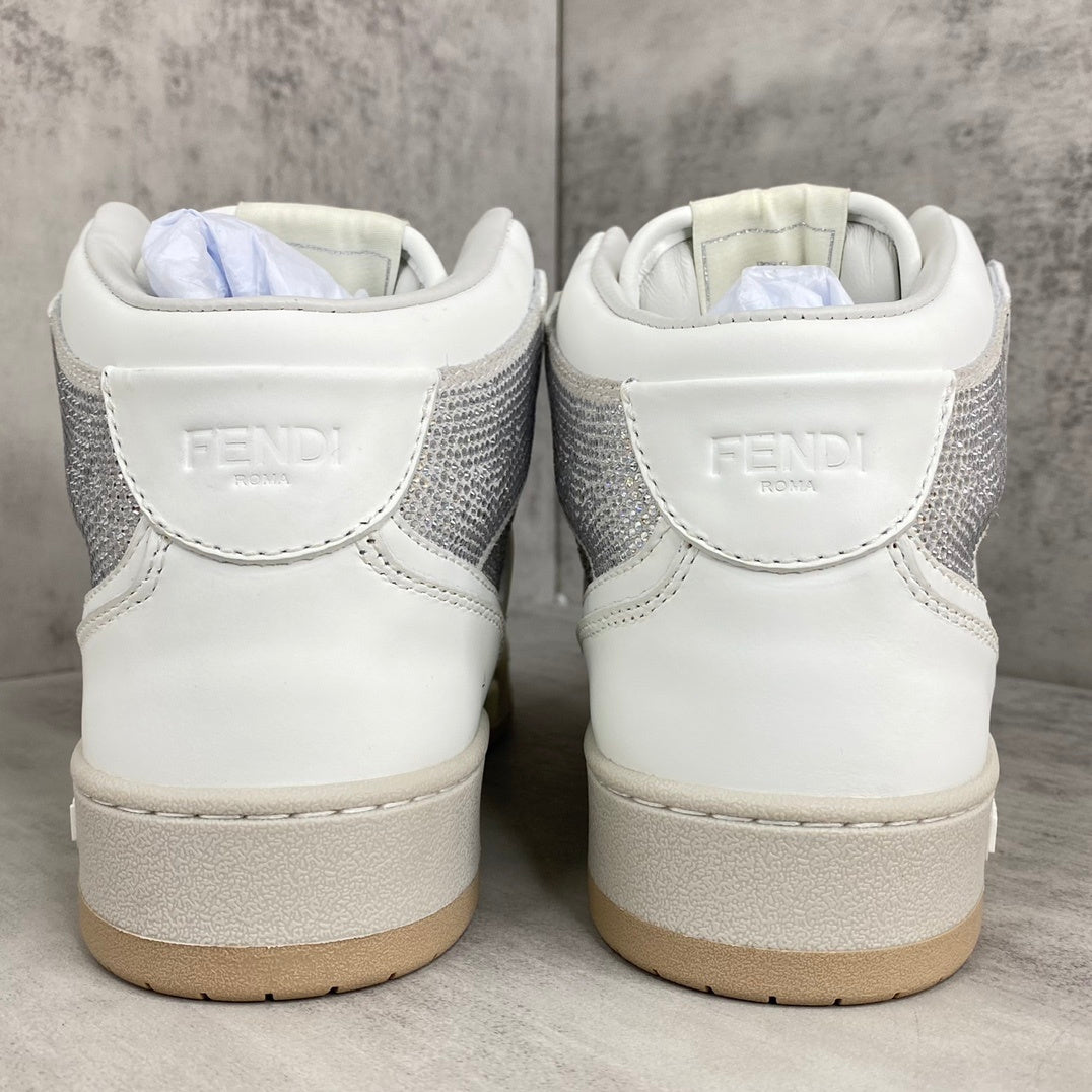 Fendi Match High-Top "White-Beige" Crystals