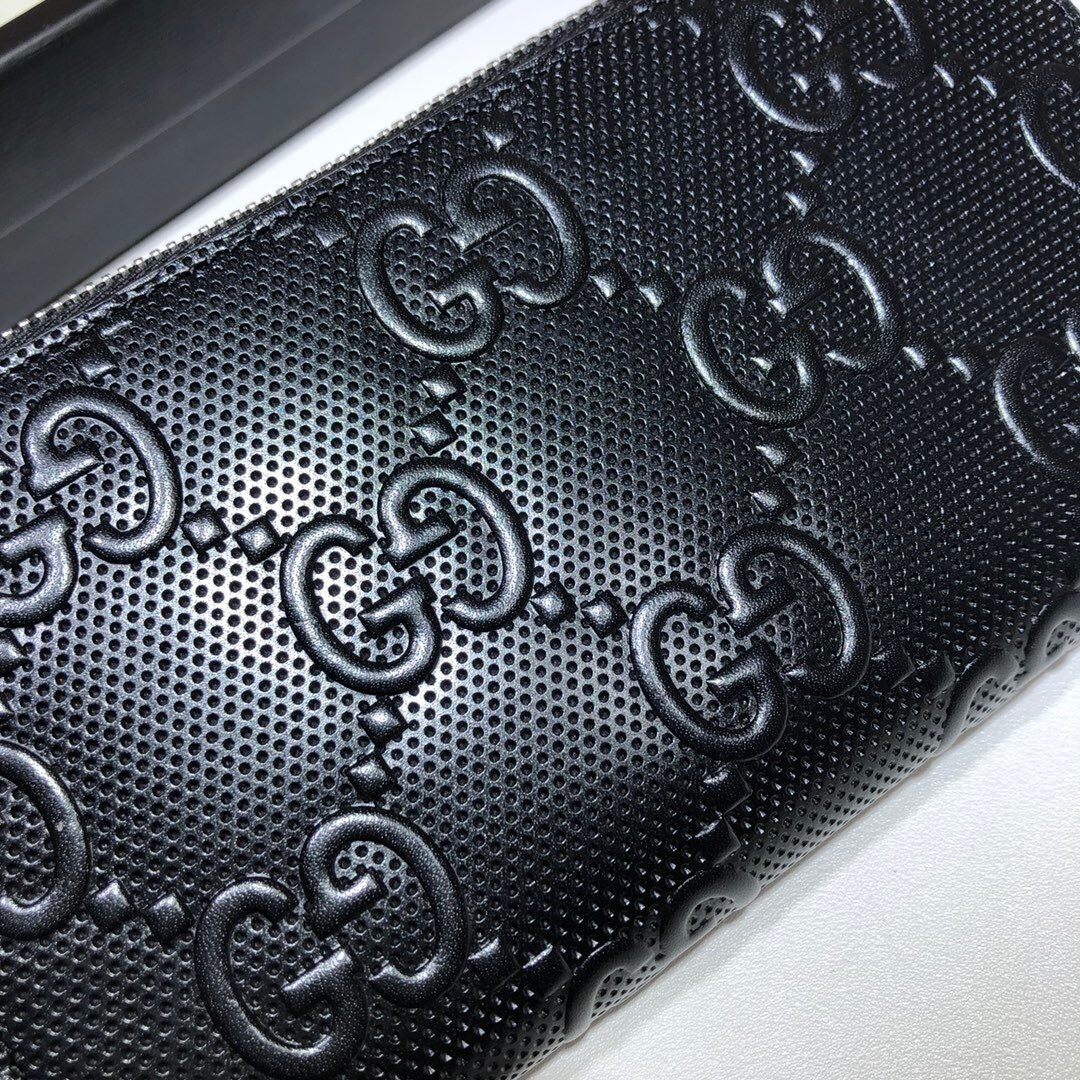 Gucci Textured Leather GG Embossed Long Wallet