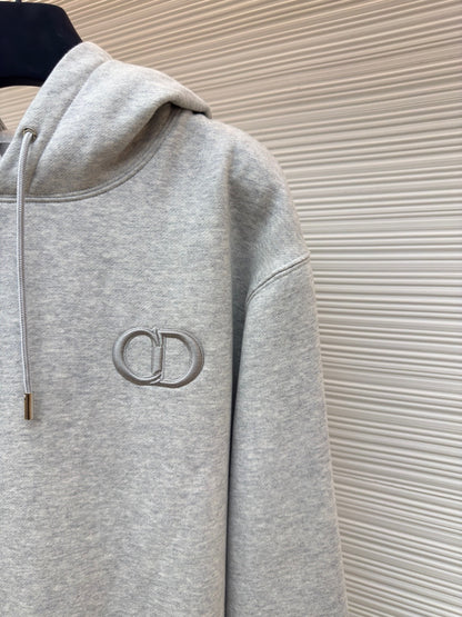 Dior CD Icon Hooded Sweatshirt "Gray Cotton Fleece"