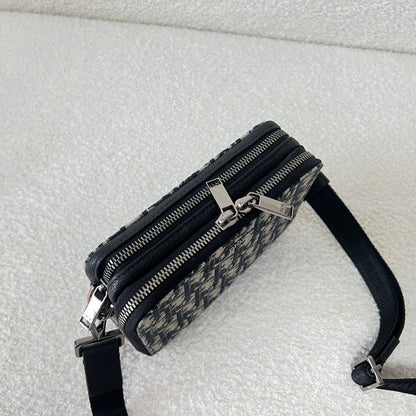 Dior Oblique Jacquard Zipped Pouch with Strap