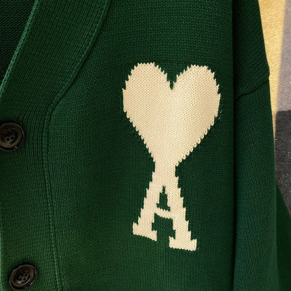 AMI Paris Ami De Coeur Cardigan "Dark Green"