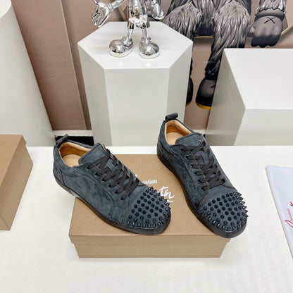 Christian Louboutin Louis Junior Spikes Orlato Veau Velours "Grey"
