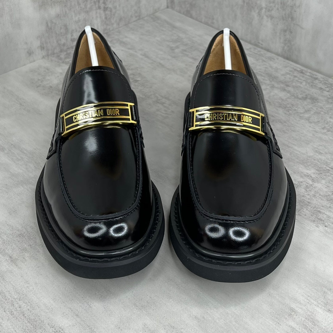 Dior Leather Loafers "Black-Gold"