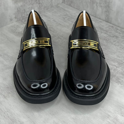 Dior Leather Loafers "Black-Gold"