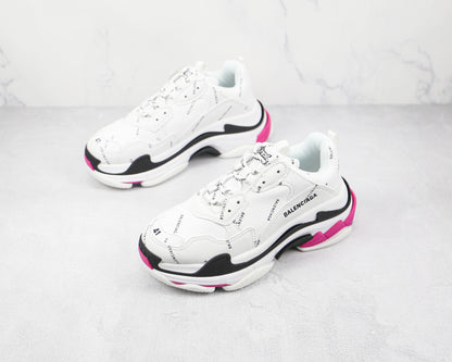 Balenciaga Triple S "White-Pink-Black-All Over Logo"