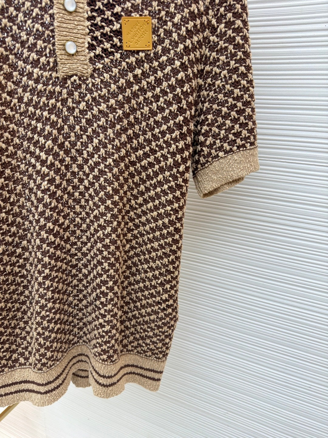 Louis Vuitton Short-Sleeved Knitted Mesh Polo "Camel"