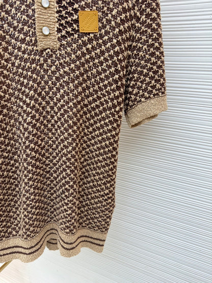Louis Vuitton Short-Sleeved Knitted Mesh Polo "Camel"