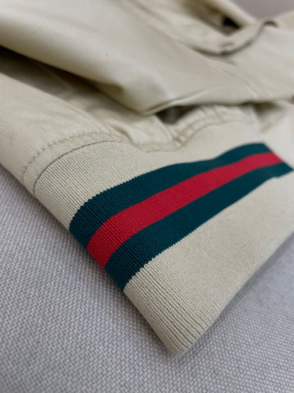 Gucci Cotton Twill Zip Jacket with Web "Sand"