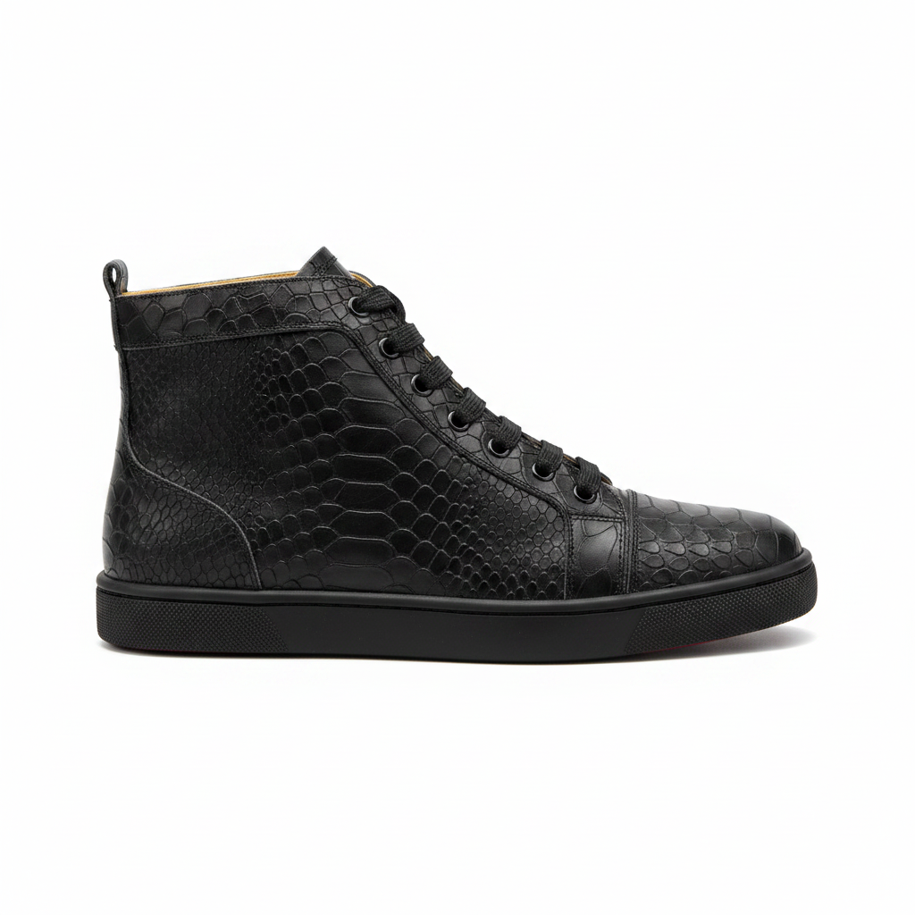 Christian Louboutin High-Top Python Leather Orlato "Black"