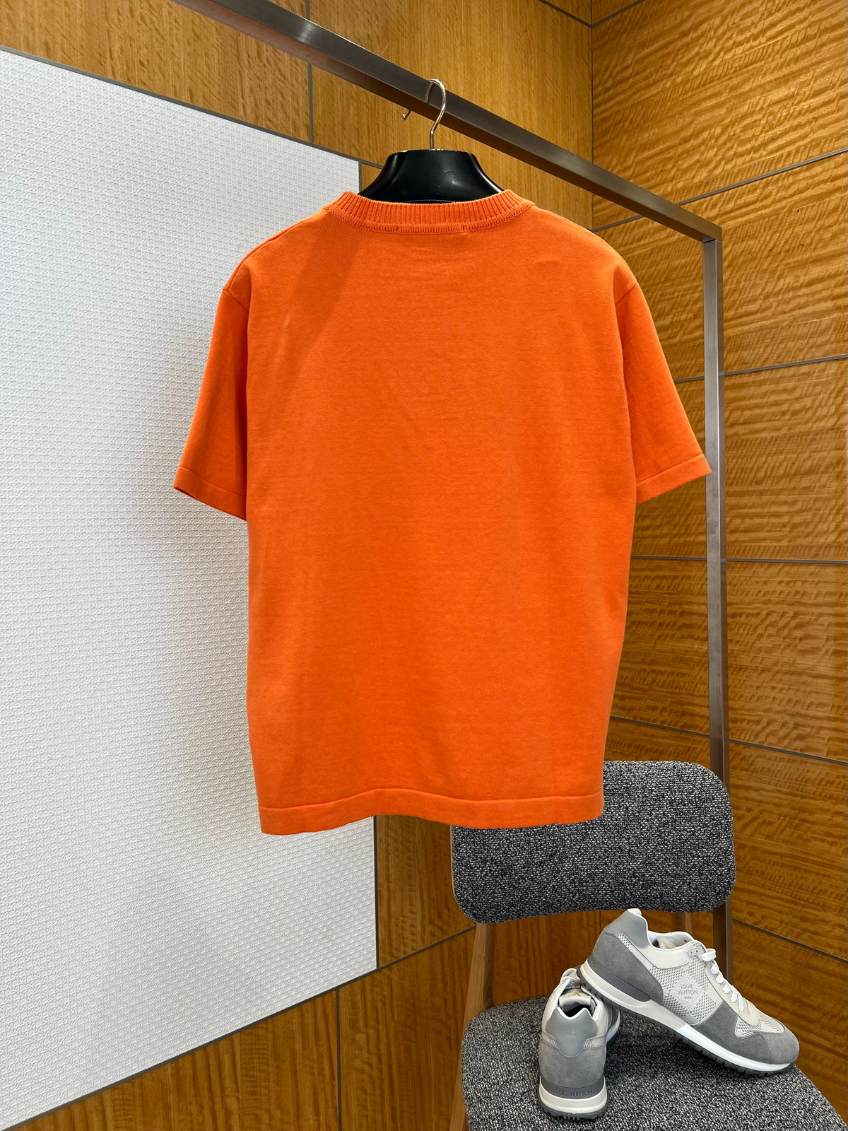 Louis Vuitton Pin-Embroidered Logo Short-Sleeve Knit T-shirt "Orange"