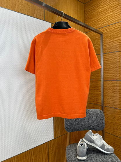 Louis Vuitton Pin-Embroidered Logo Short-Sleeve Knit T-shirt "Orange"