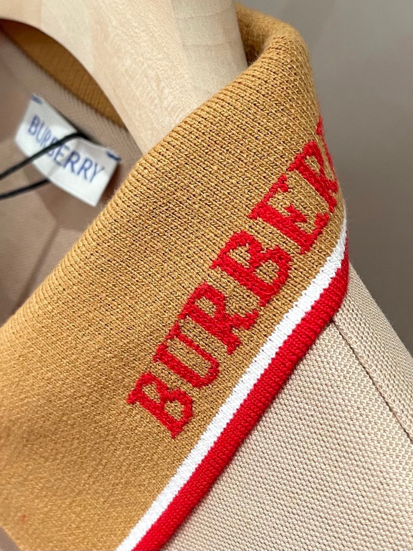 Burberry Logo Collar Cotton Polo Shirt "Flax Beige"