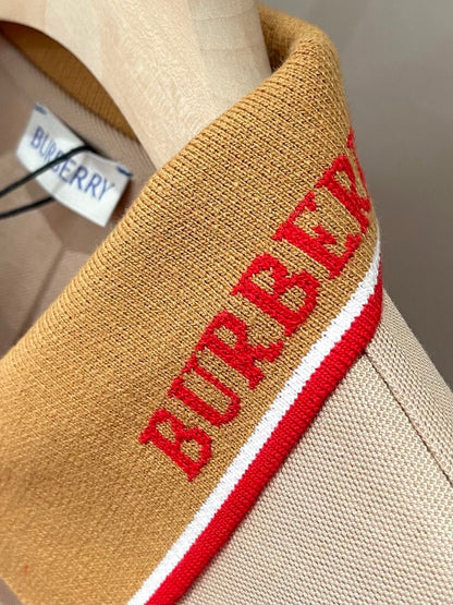 Burberry Logo Collar Cotton Polo Shirt "Flax Beige"