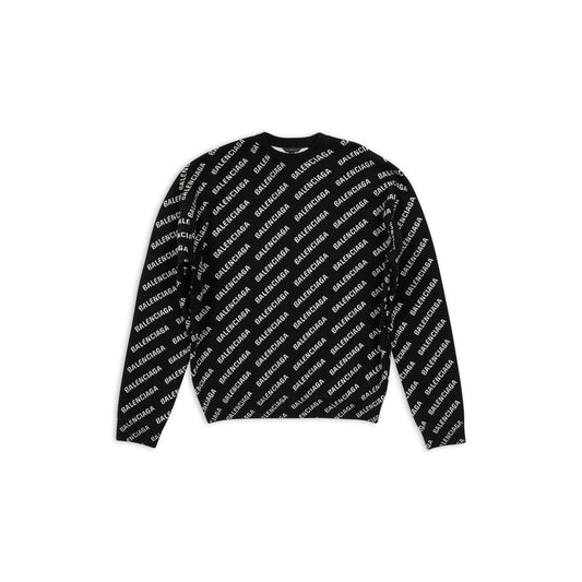 Balenciaga All-Over Logo Sweater "Black-White"
