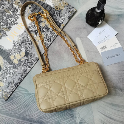 Dior Small Dior Caro Bag "Beige Supple Cannage Calfskin"