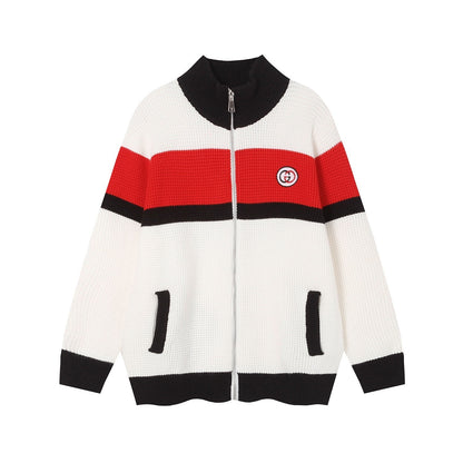 Gucci Zip-Up Sweater "White-Red-Black"