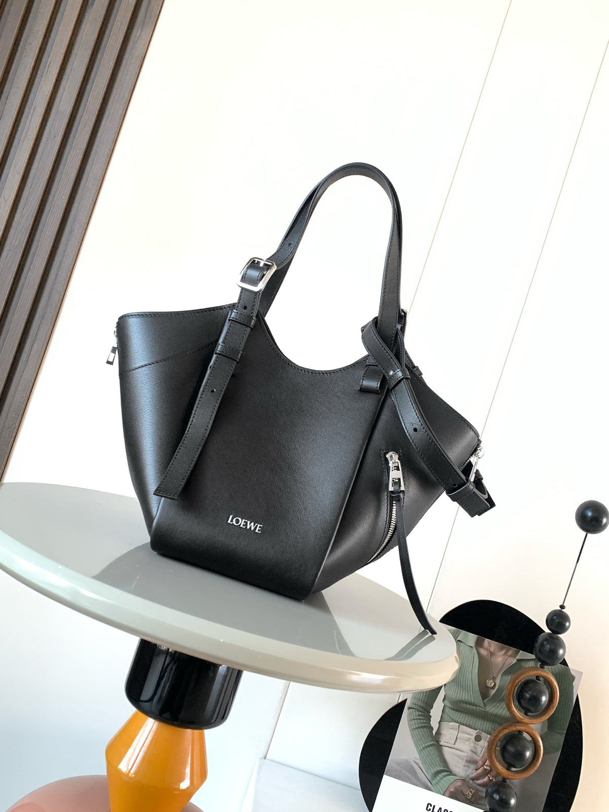 Loewe Hammock Flip Bag in Classic Calfskin "Black"