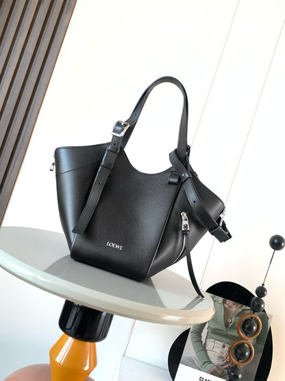Loewe Hammock Flip Bag in Classic Calfskin "Black"