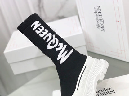 Alexander McQueen Tread Slick Boot "Ribbed Black-White"