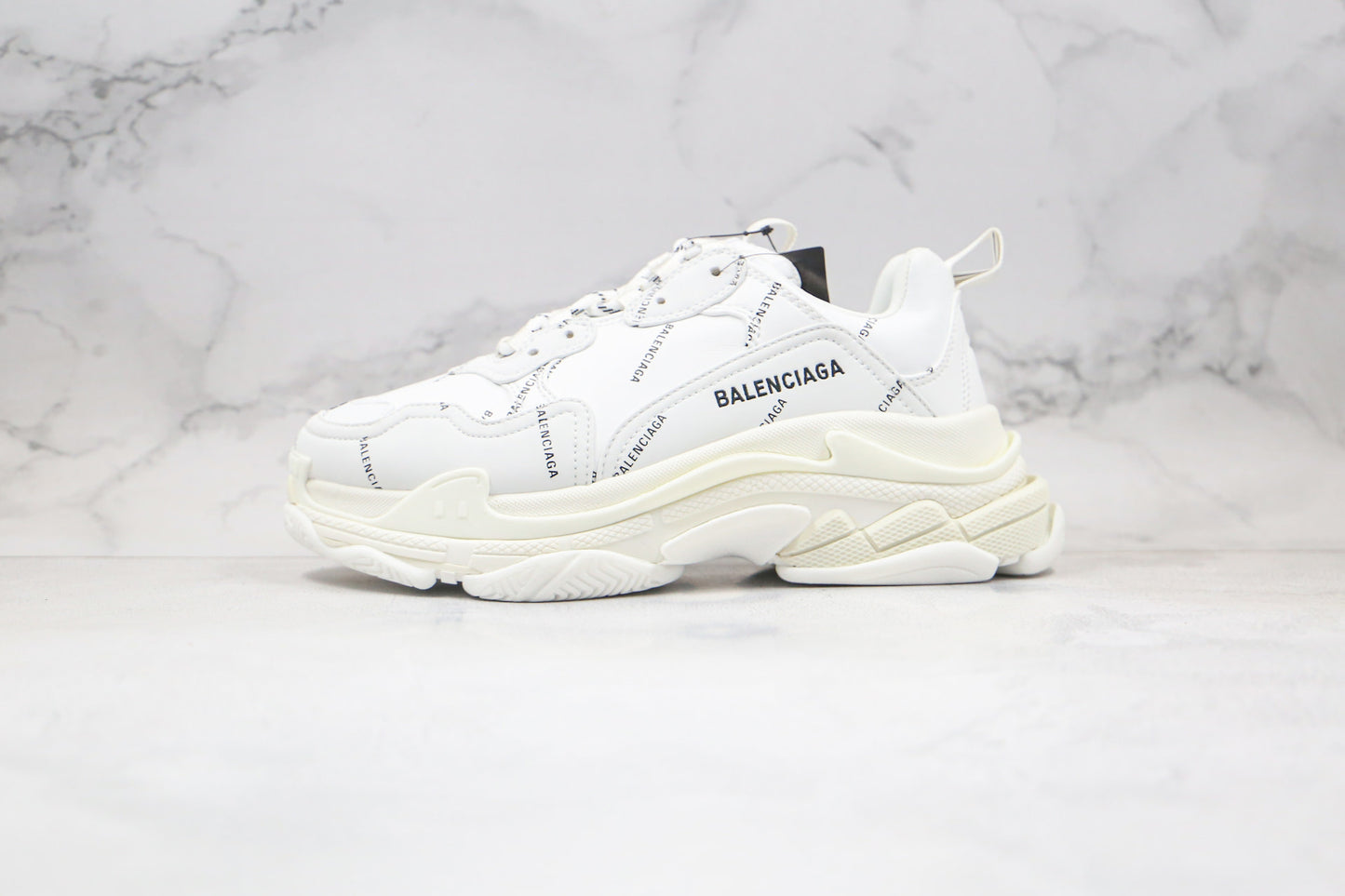 Balenciaga Triple S "White-All Over Logo"
