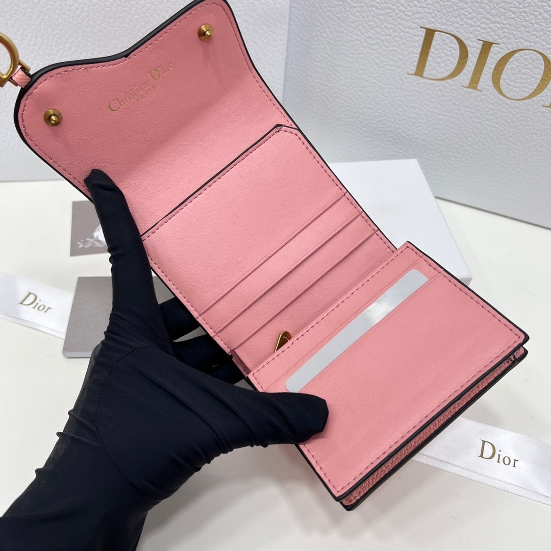 Dior Saddle Lotus Wallet Pink Goatskin