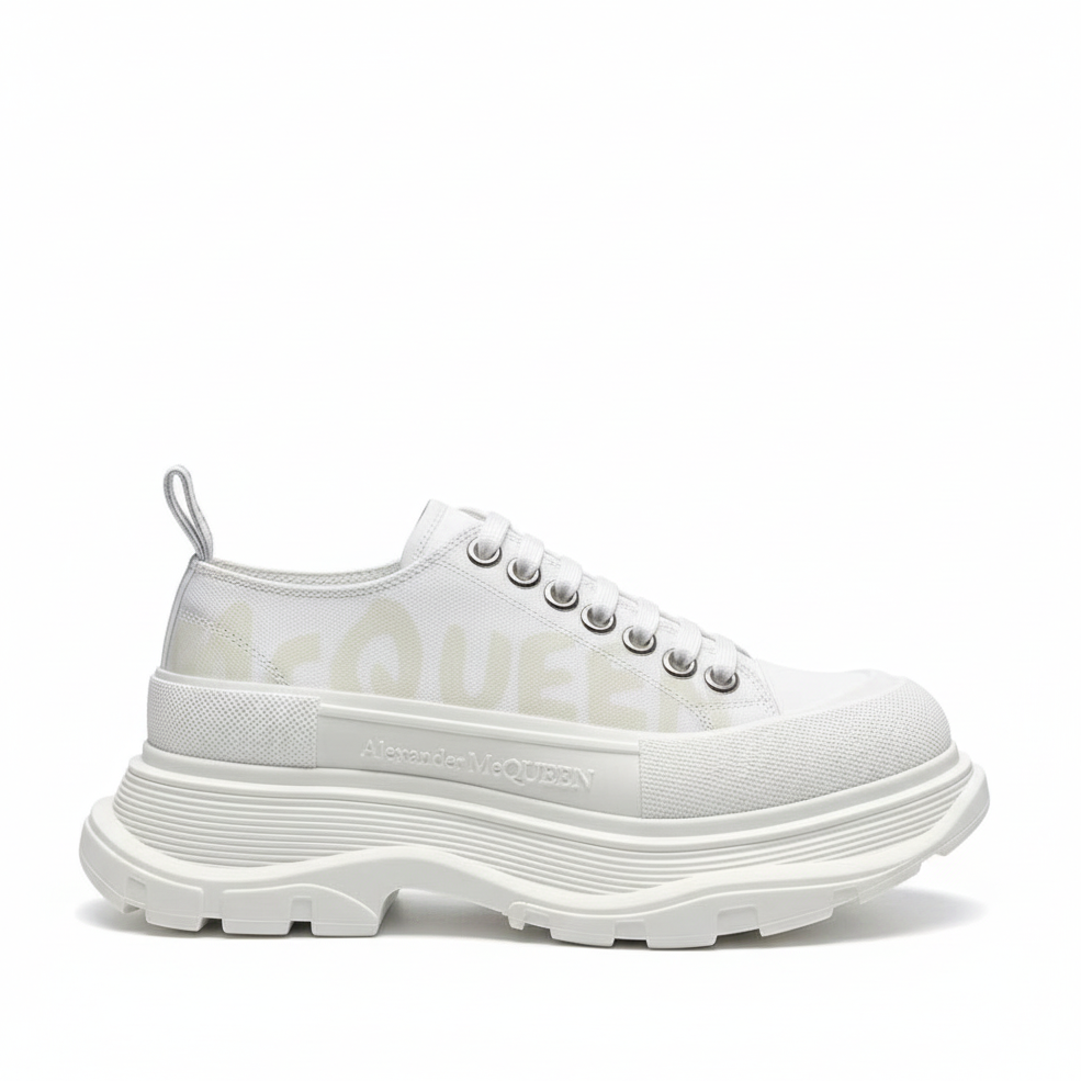 Alexander Mcqueen Tread Slick Low "Graffiti White-Silver"