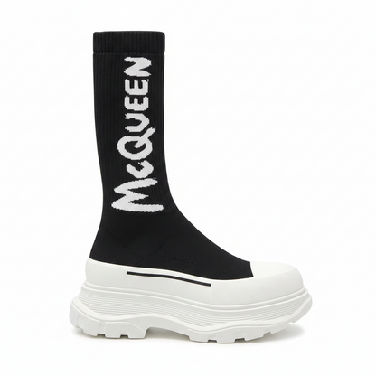 Alexander McQueen Tread Slick Boot "Ribbed Black-White"